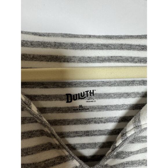 Duluth Trading Co Women's Lightweight Longtail Tunic Shirt White Gray Striped XL - Picture 4 of 8